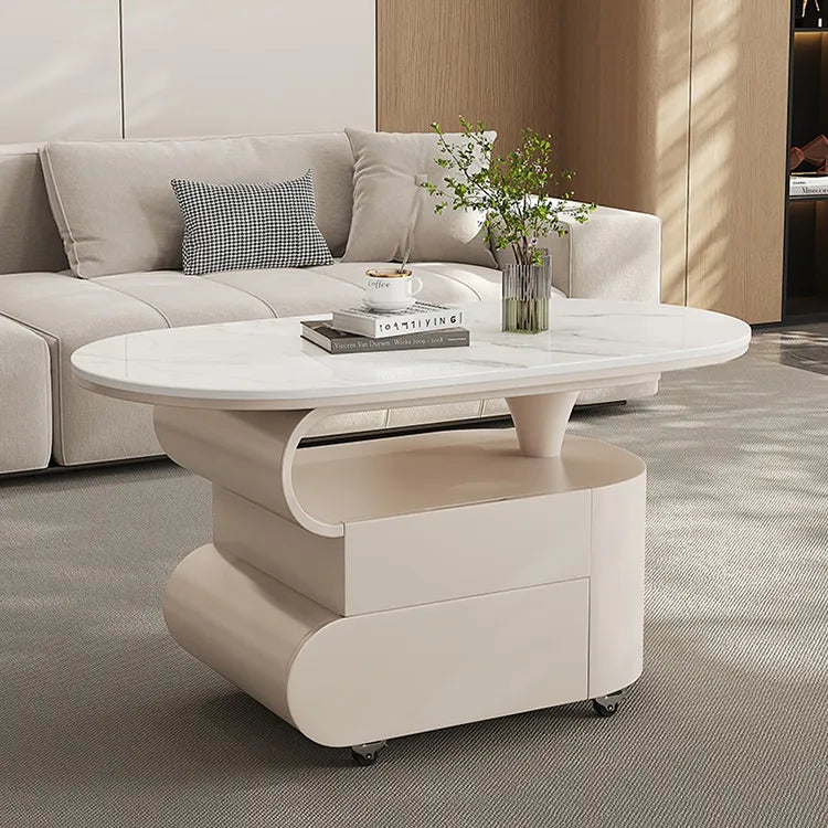 Coffee table COLOR1 White Black Sintered Stone Solid wood htyjj-6613