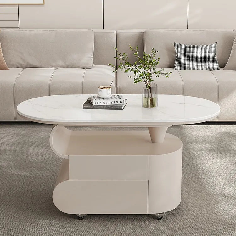 Coffee table COLOR1 White Black Sintered Stone Solid wood htyjj-6613