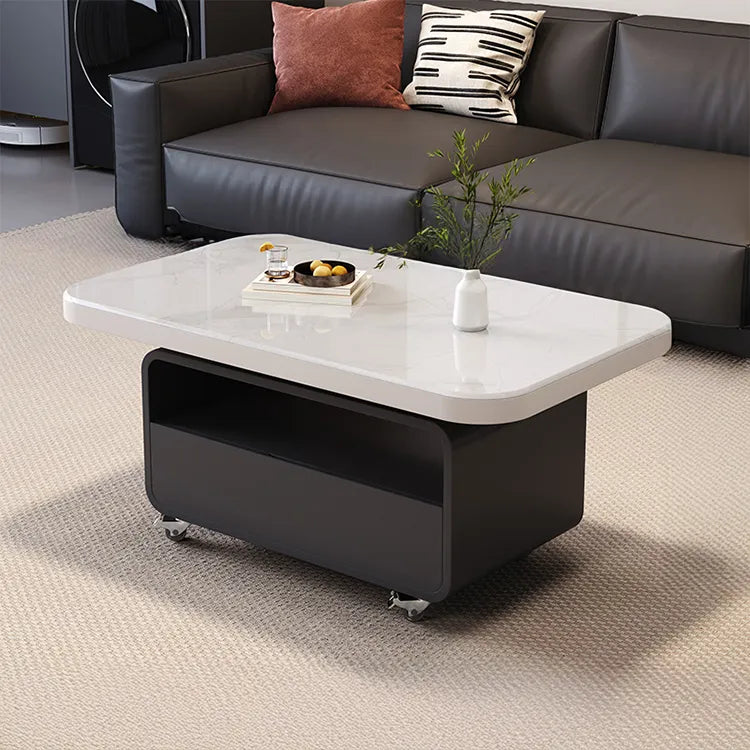 Coffee table Black COLOR1 COLOR2 Tempered glass Solid wood htyjj-6615