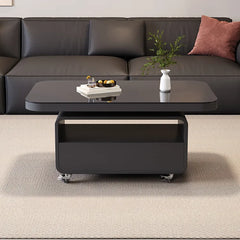 Coffee table Black COLOR1 COLOR2 Tempered glass Solid wood htyjj-6615