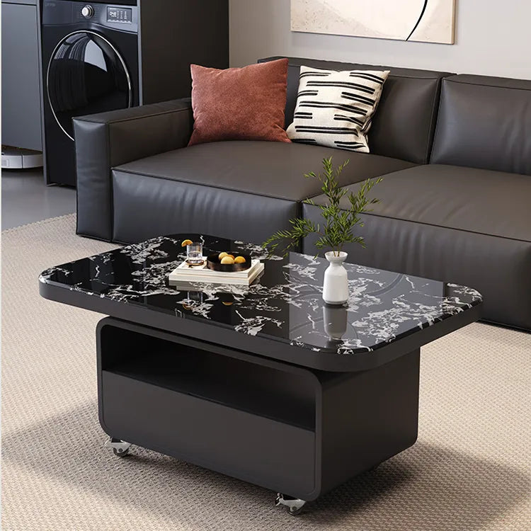 Coffee table Black COLOR1 COLOR2 Tempered glass Solid wood htyjj-6615