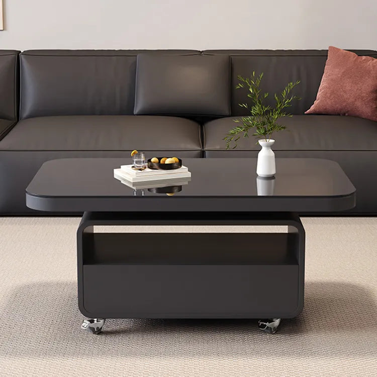 Coffee table Black COLOR1 COLOR2 Tempered glass Solid wood htyjj-6615