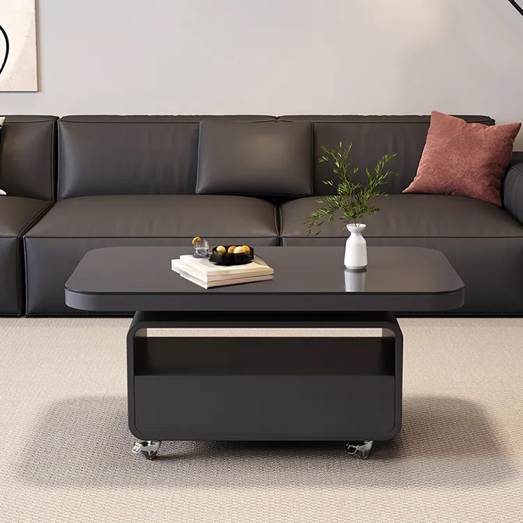 Coffee table Black COLOR1 COLOR2 Tempered glass Solid wood htyjj-6615