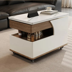 Coffee table White Sintered Stone Solid wood Multi-layer board htyjj-6618