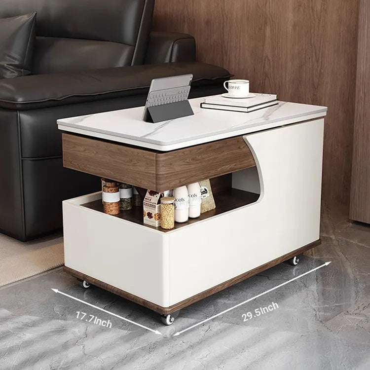 Coffee table White Sintered Stone Solid wood Multi-layer board htyjj-6618