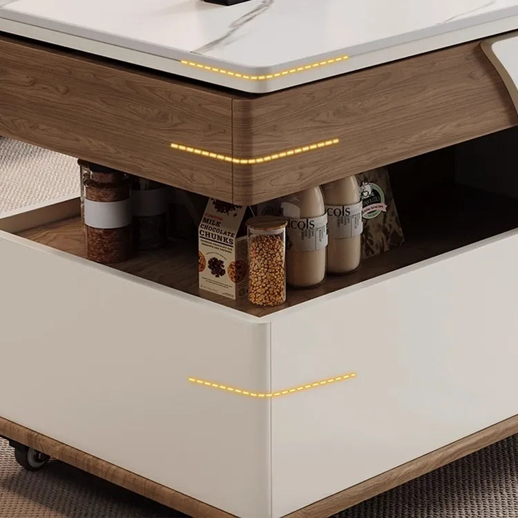Coffee table White Sintered Stone Solid wood Multi-layer board htyjj-6618