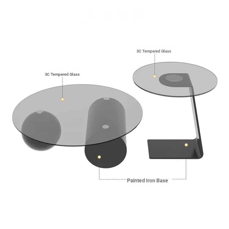 Coffee table Gray Tempered glass htyjj-6619