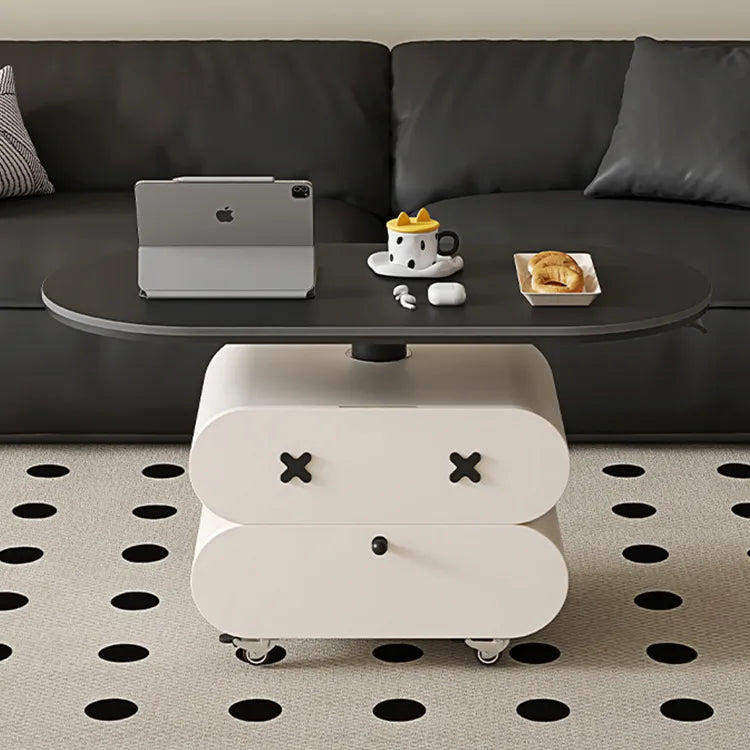 Coffee table Black Sintered Stone Solid wood htyjj-6622