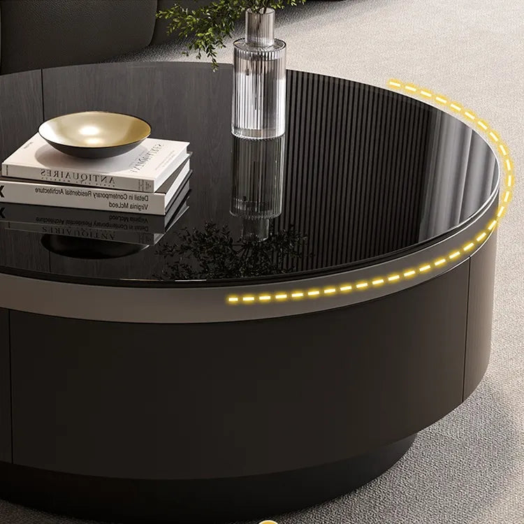 Coffee table Black COLOR1 COLOR2 Tempered glass Solid wood htyjj-6623-2