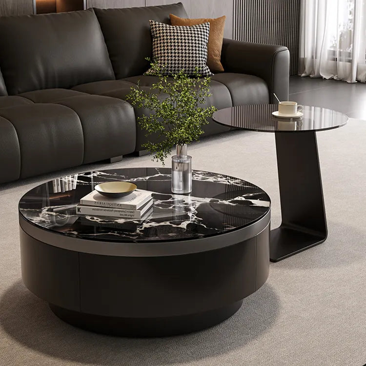 Coffee table Black COLOR1 COLOR2 Tempered glass Solid wood htyjj-6623-2