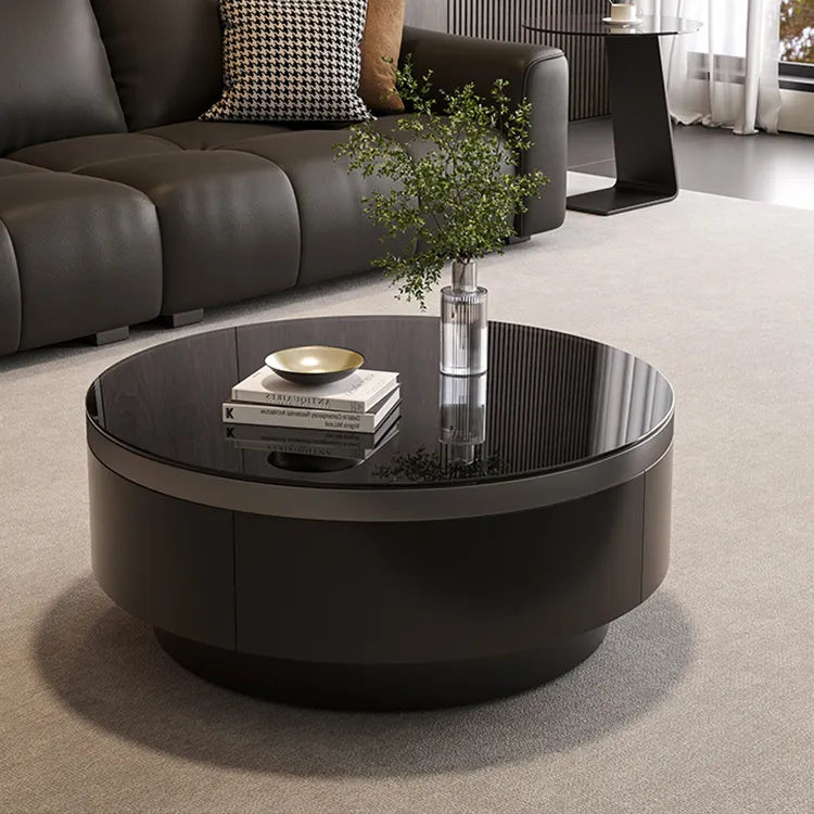 Coffee table Black COLOR1 COLOR2 Tempered glass Solid wood htyjj-6623-2