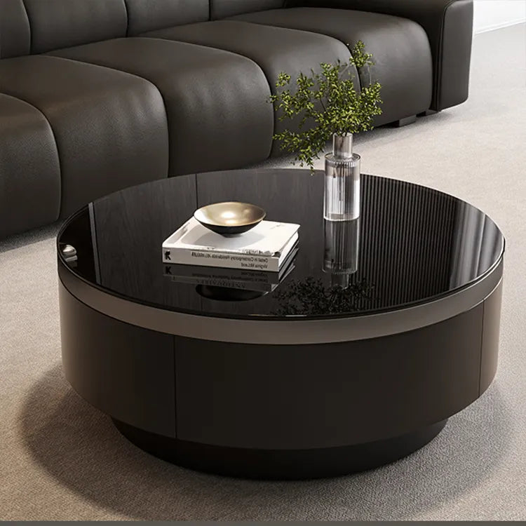 Coffee table Black COLOR1 COLOR2 Tempered glass Solid wood Eco-friendly Board htyjj-6623