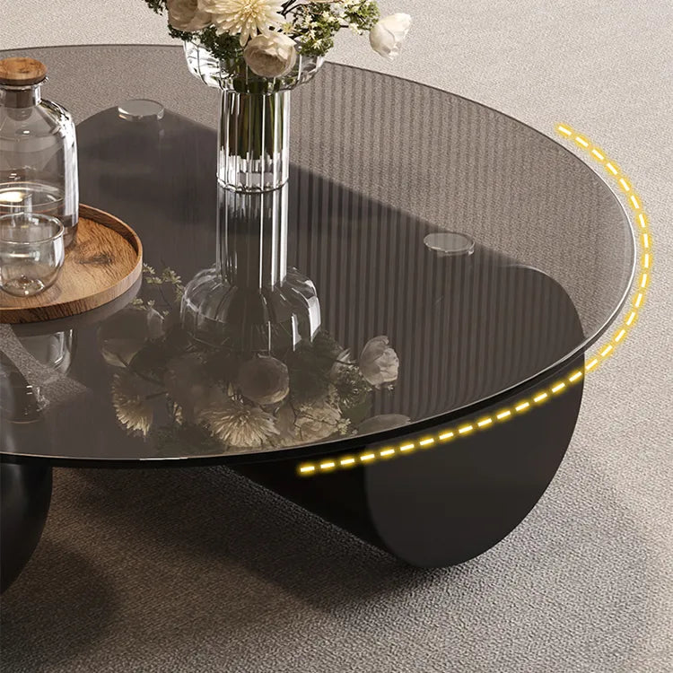 Coffee table Gray Brown Tempered glass htyjj-6628