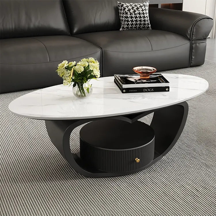 Coffee table Black COLOR1 Sintered Stone Solid wood htyjj-6630