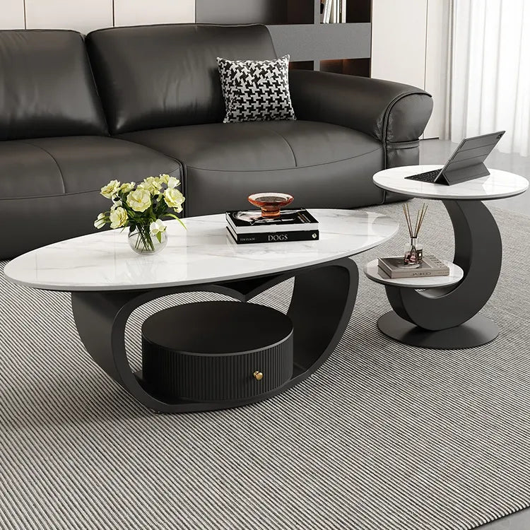 Coffee table Black COLOR1 Sintered Stone Solid wood htyjj-6630