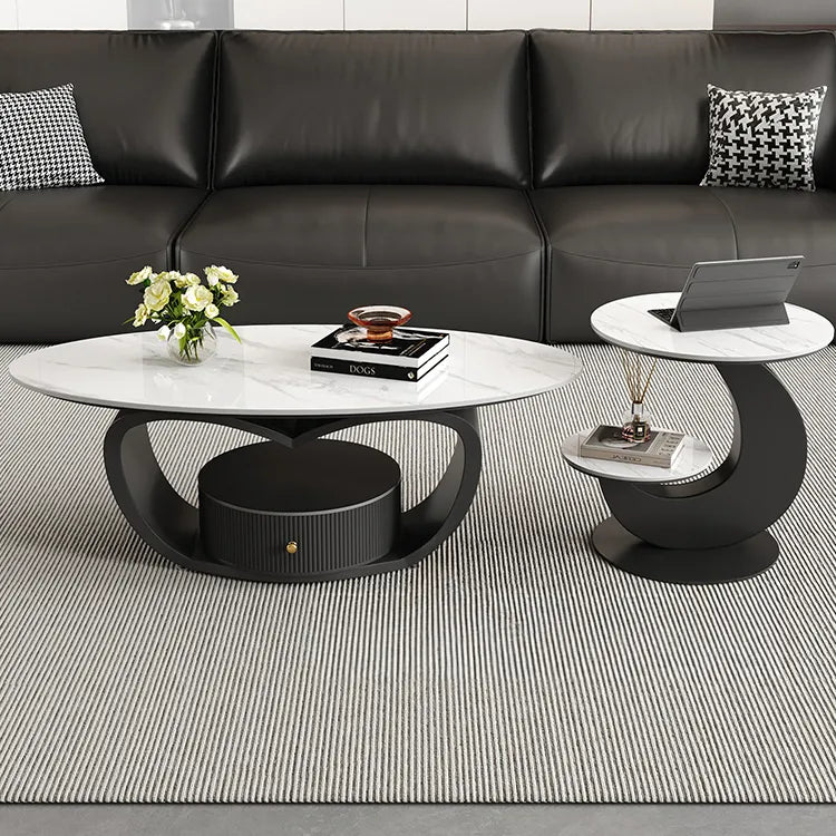 Coffee table Black COLOR1 Sintered Stone Solid wood htyjj-6630
