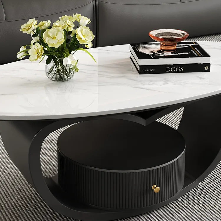 Coffee table Black COLOR1 Sintered Stone Solid wood htyjj-6630