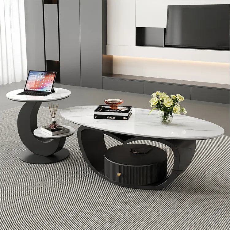 Coffee table Black COLOR1 Sintered Stone Solid wood htyjj-6630