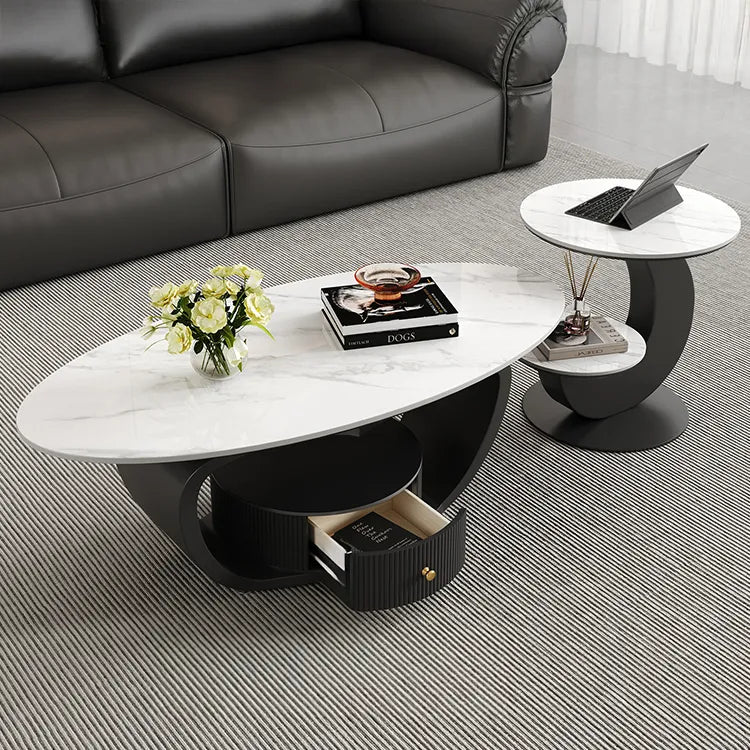 Coffee table Black COLOR1 Sintered Stone Solid wood htyjj-6630