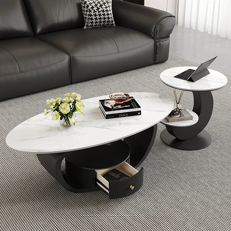 Coffee table Black COLOR1 Sintered Stone Solid wood htyjj-6630