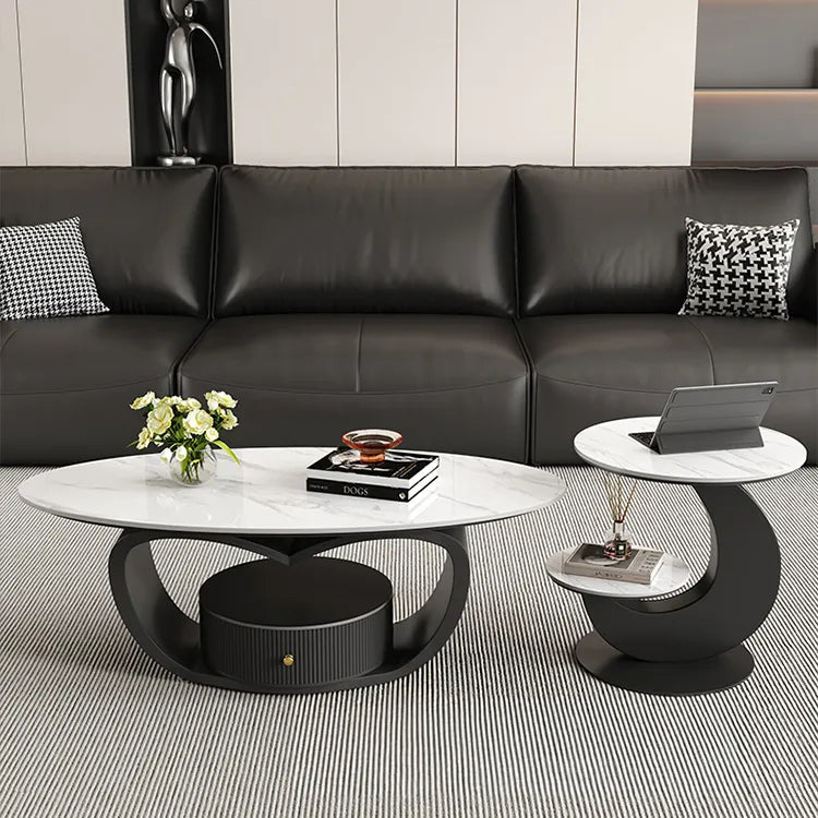 Coffee table Black COLOR1 Sintered Stone Solid wood htyjj-6630