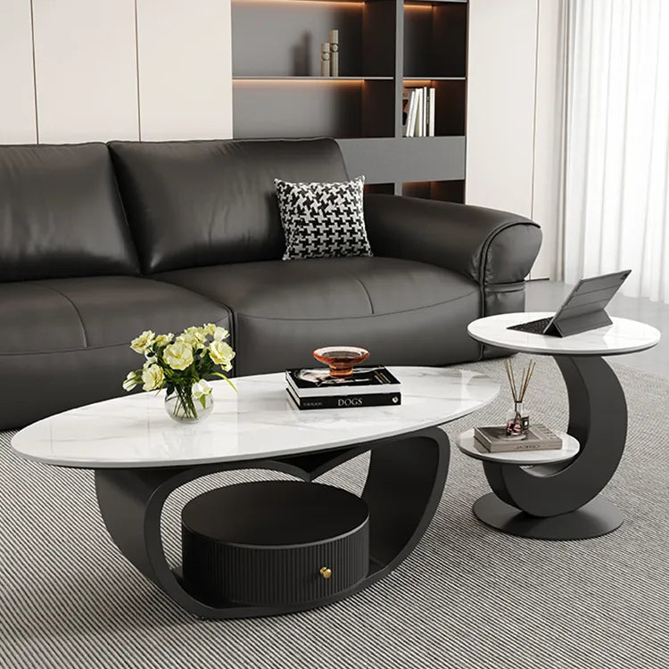 Coffee table Black COLOR1 Sintered Stone Solid wood htyjj-6630