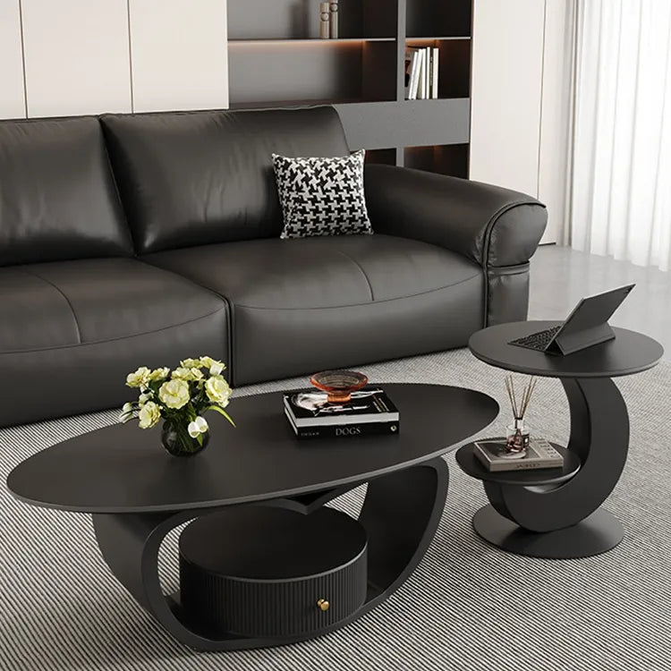 Coffee table Black COLOR1 Sintered Stone Solid wood htyjj-6630