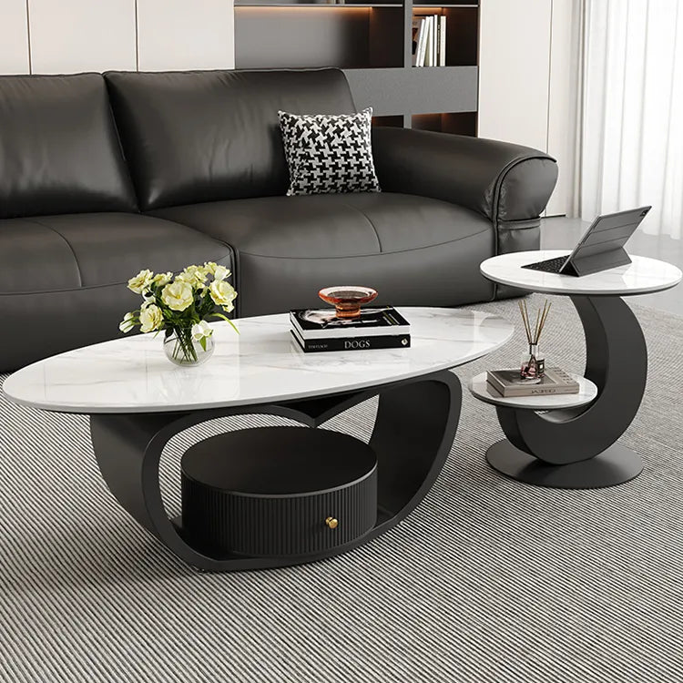 Coffee table Black COLOR1 Sintered Stone Solid wood htyjj-6630