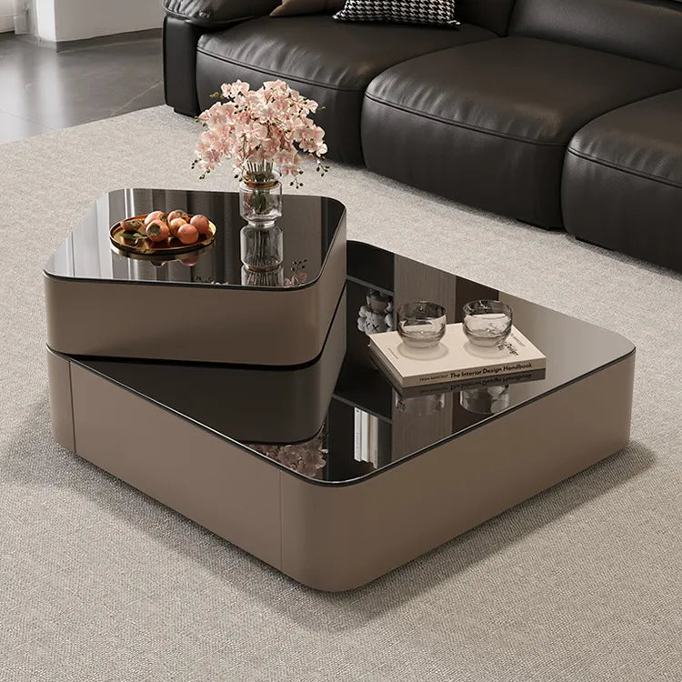 Coffee table Black COLOR1 Eco-friendly Board Solid wood Tempered glass htyjj-6631