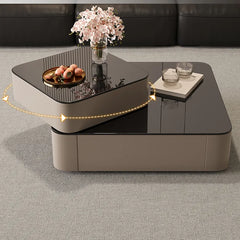 Coffee table Black COLOR1 Eco-friendly Board Solid wood Tempered glass htyjj-6631