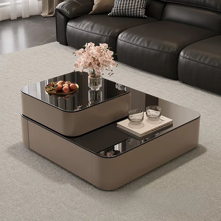 Coffee table Black COLOR1 Eco-friendly Board Solid wood Tempered glass htyjj-6631