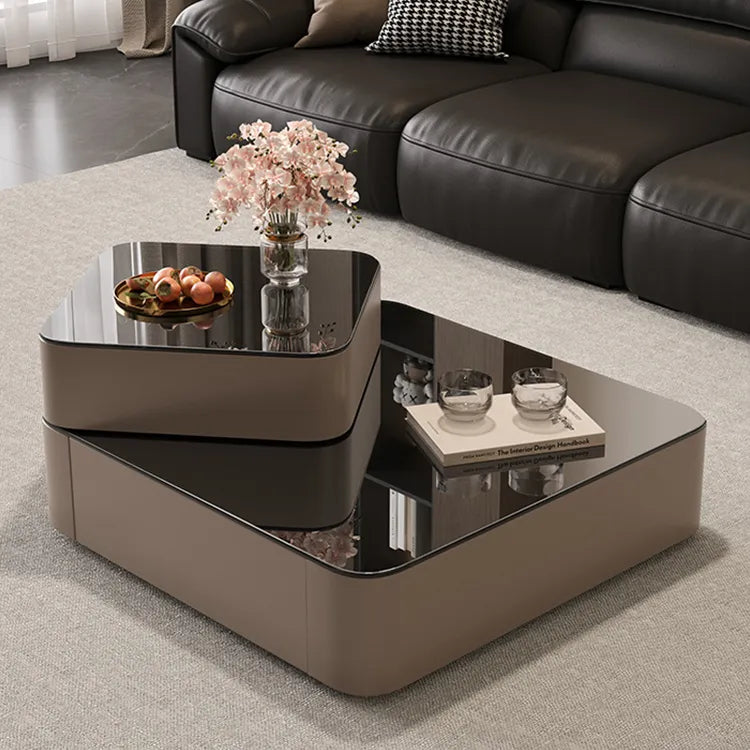 Coffee table Black COLOR1 Eco-friendly Board Solid wood Tempered glass htyjj-6631