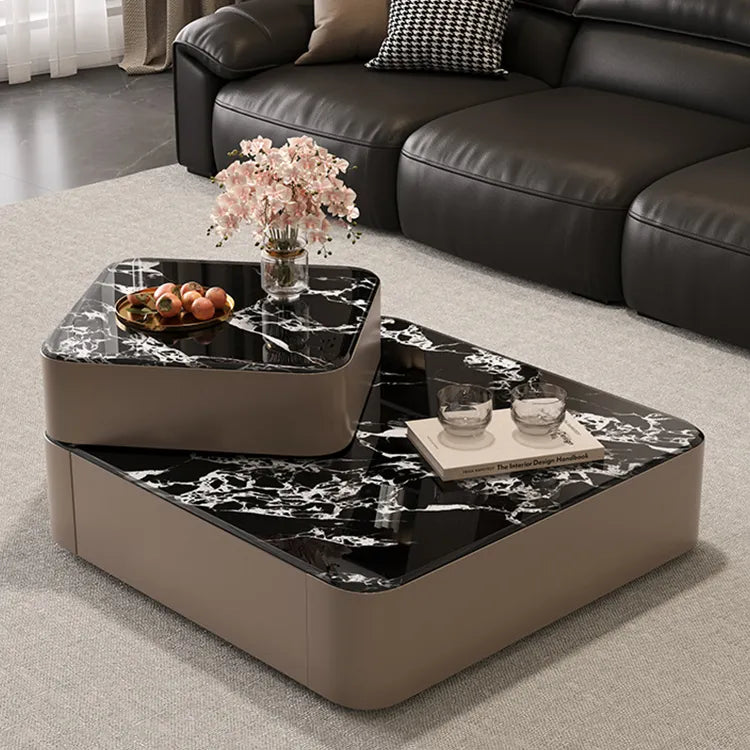 Coffee table Black COLOR1 Eco-friendly Board Solid wood Tempered glass htyjj-6631