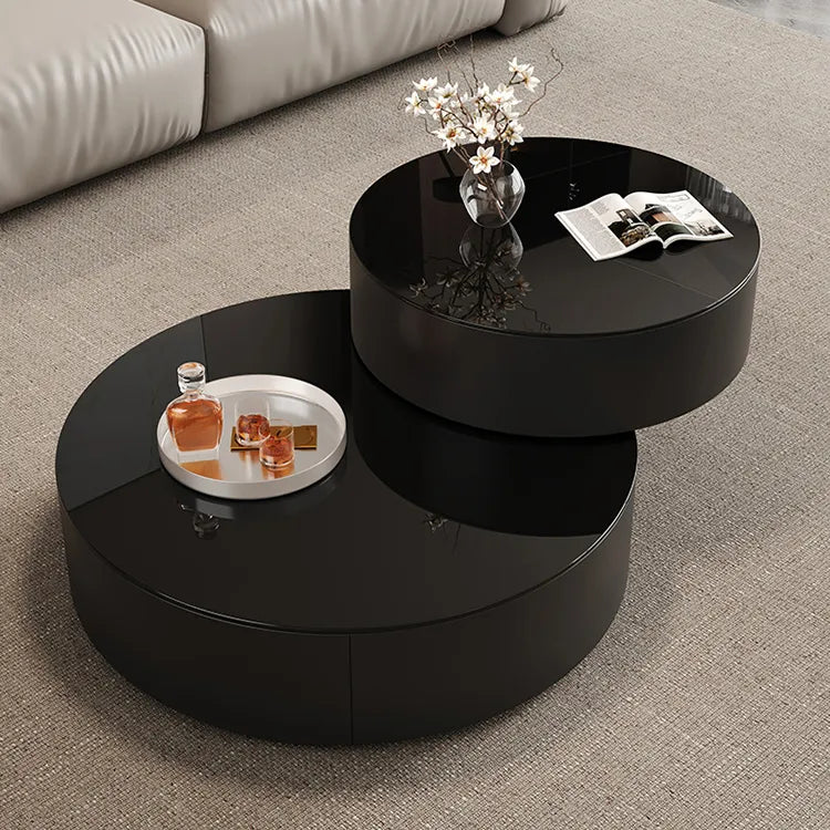 Coffee table Black Solid wood Eco-friendly Board Tempered glass htyjj-6632