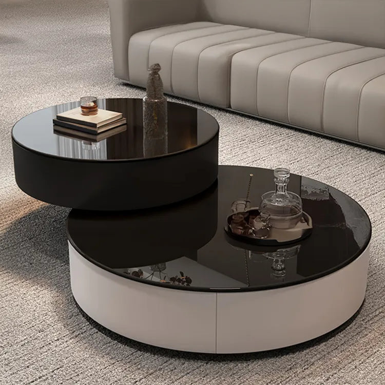 Coffee table Black Solid wood Eco-friendly Board Tempered glass htyjj-6632