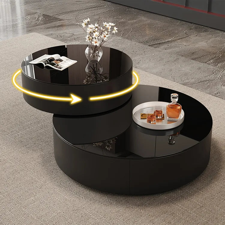 Coffee table Black Solid wood Eco-friendly Board Tempered glass htyjj-6632