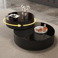 Coffee table Black Solid wood Eco-friendly Board Tempered glass htyjj-6632