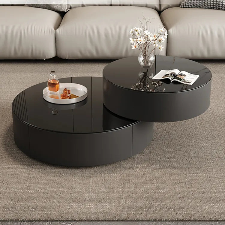 Coffee table Black Solid wood Eco-friendly Board Tempered glass htyjj-6632