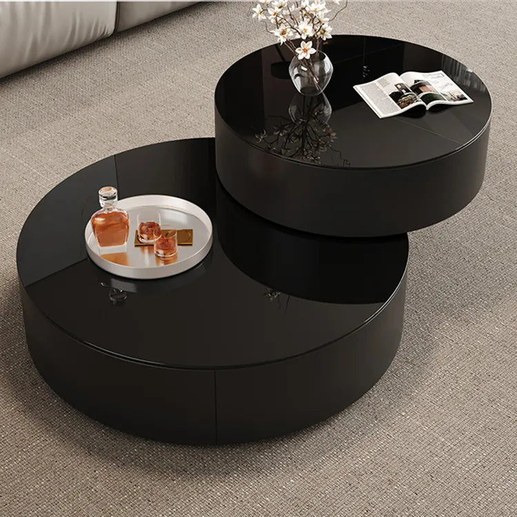 Coffee table Black Solid wood Eco-friendly Board Tempered glass htyjj-6632