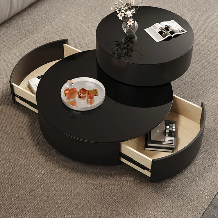 Coffee table Black Solid wood Eco-friendly Board Tempered glass htyjj-6632