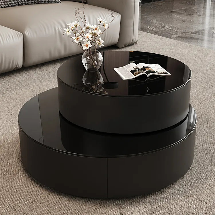 Coffee table Black Solid wood Eco-friendly Board Tempered glass htyjj-6632