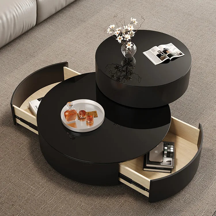 Coffee table Black Solid wood Eco-friendly Board Tempered glass htyjj-6632