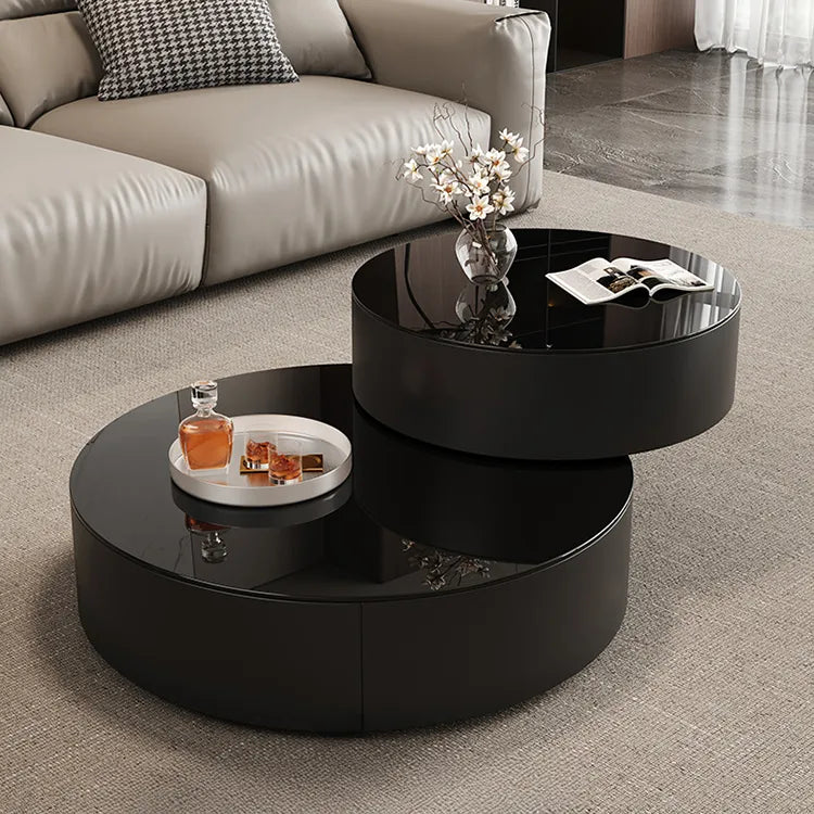 Coffee table Black Solid wood Eco-friendly Board Tempered glass htyjj-6632