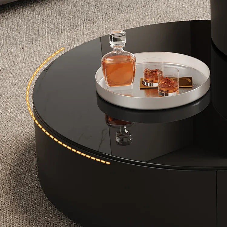 Coffee table Black Solid wood Eco-friendly Board Tempered glass htyjj-6632