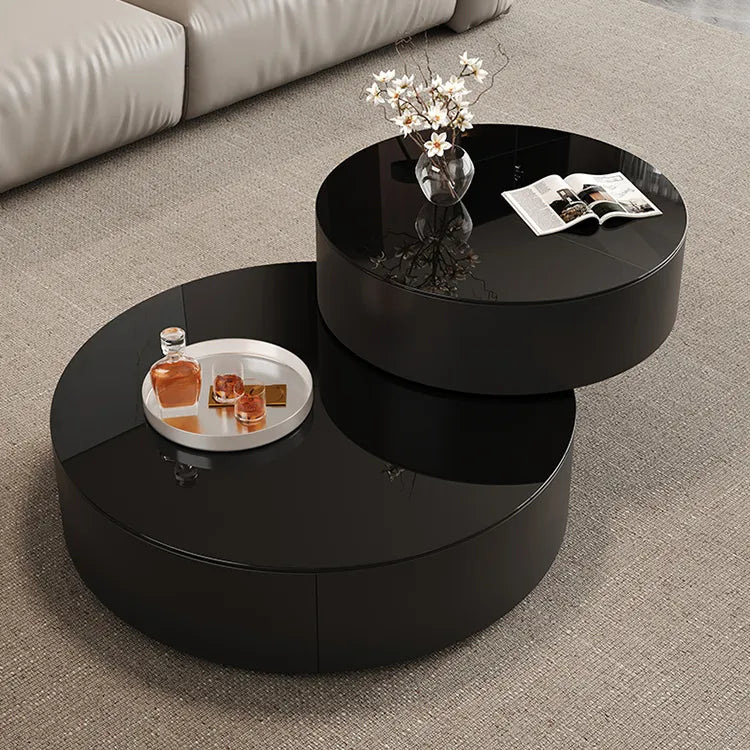 Coffee table Black Solid wood Eco-friendly Board Tempered glass htyjj-6632
