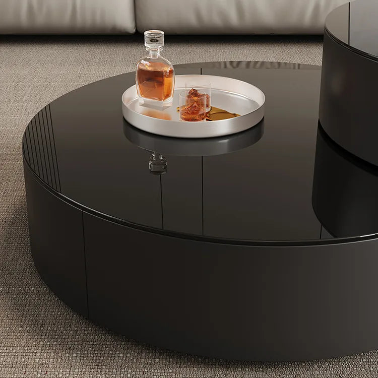 Coffee table Black Solid wood Eco-friendly Board Tempered glass htyjj-6632