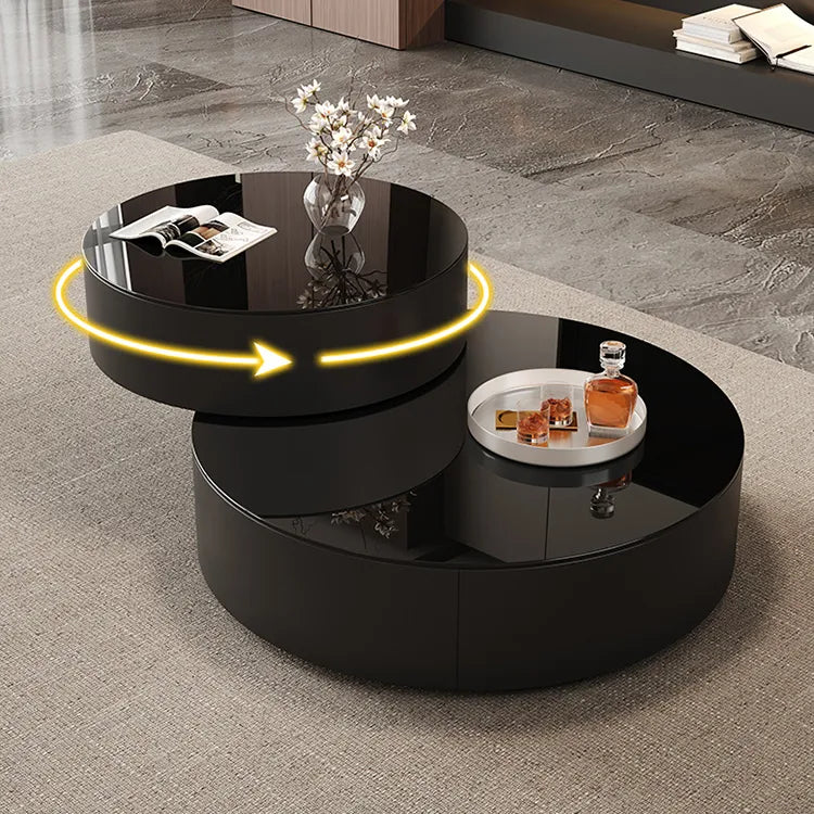 Coffee table Black Solid wood Eco-friendly Board Tempered glass htyjj-6632