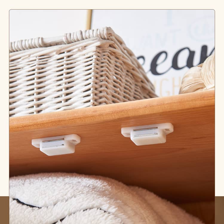 Elegant Ash Wood Cabinet with Natural Rattan Details htzm-1513