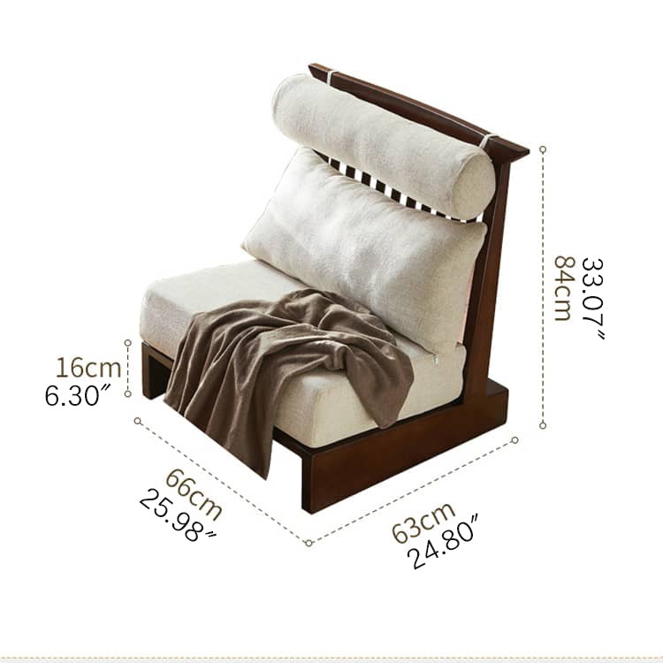 Stylish Beige Brown Sofa with Natural Ash Wood Frame, Cotton Linen Upholstery, & Rattan Accents htzm-1518