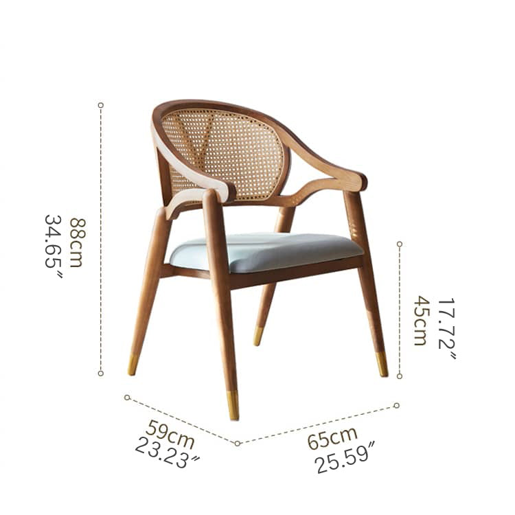Elegant Brown Ash Wood Table with Rattan Accents and Cotton Linen Blend htzm-1520